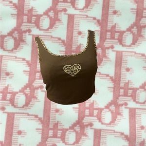 sold Shein | cropped heart cheetah print tank!